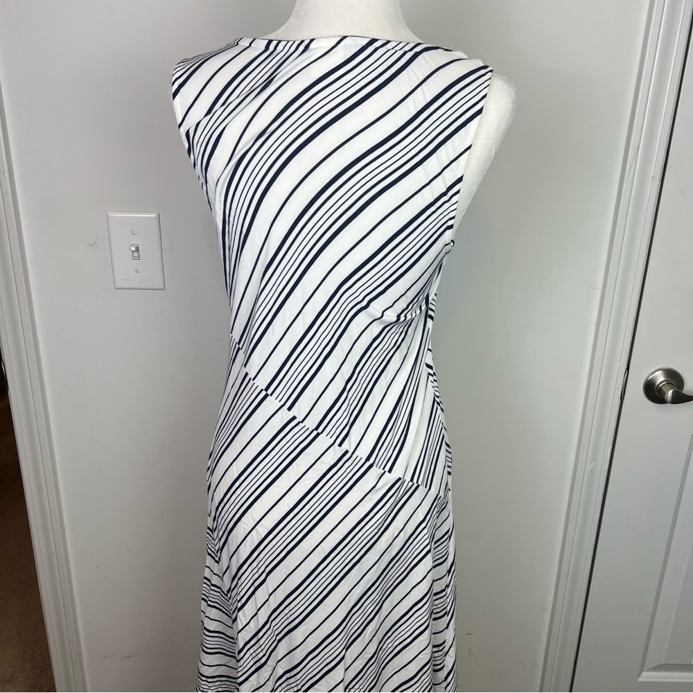 Soma Soft Jersey Asymmetrical Hem Midi Dress  women medium Amity Stripe White - Picture 4 of 11